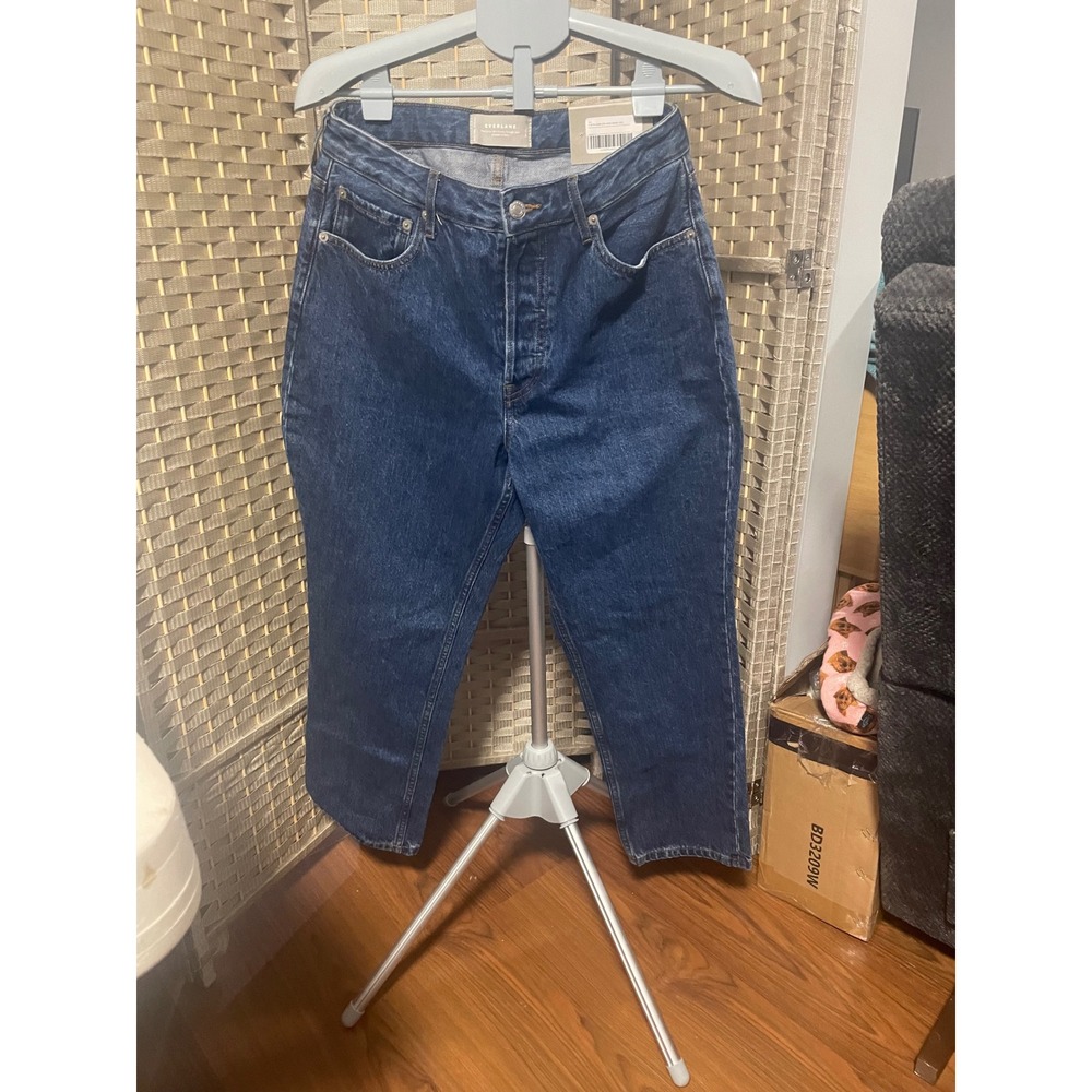 Everlane The Curvy 90s Cheeky Straight Jean Dark Indigo Blue High Rise 30 Crop